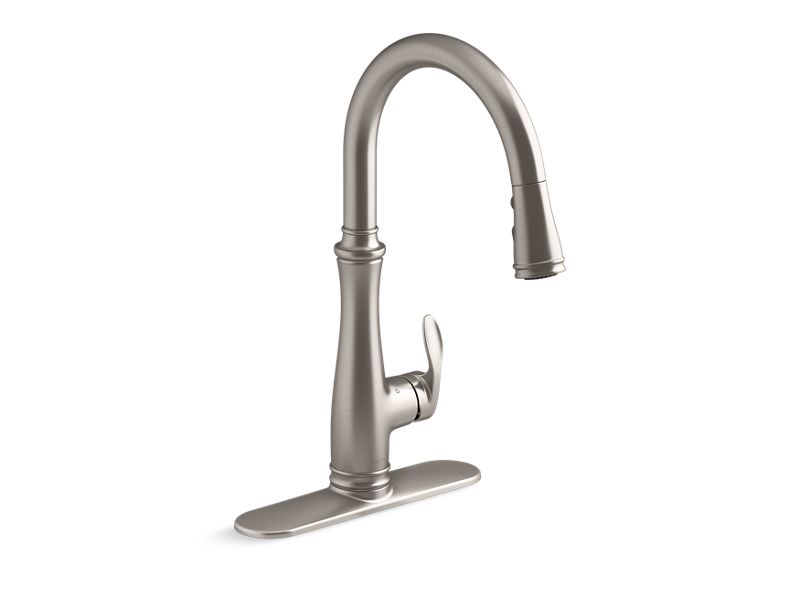 KOHLER K-29108-VS Vibrant Stainless Bellera Touchless pull-down kitchen sink faucet with three-function sprayhead