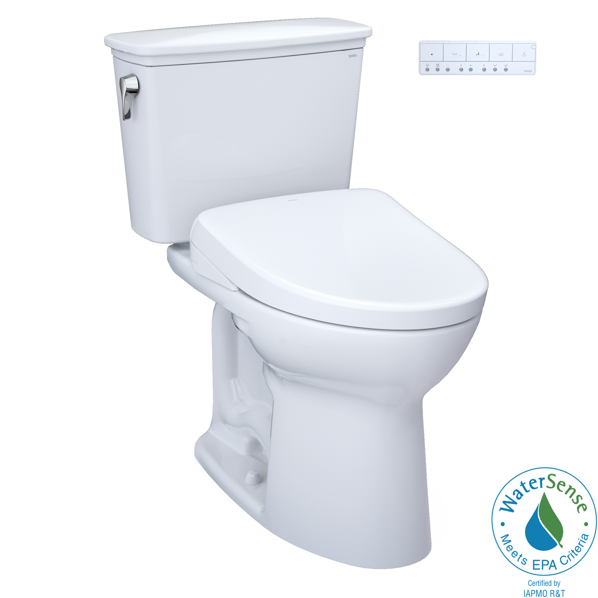 TOTO MW7864726CEFG#01 Drake Transitional WASHLET+ Two-Piece Elongated 1.28 GPF Universal Height TORNADO FLUSH Toilet with S7 Contemporary Bidet Seat , Cotton White