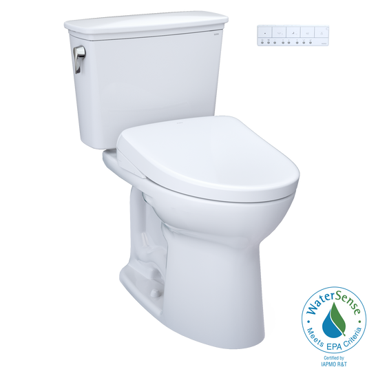 TOTO MW7864726CEFG#01 Drake Transitional WASHLET+ Two-Piece Elongated 1.28 GPF Universal Height TORNADO FLUSH Toilet with S7 Contemporary Bidet Seat , Cotton White