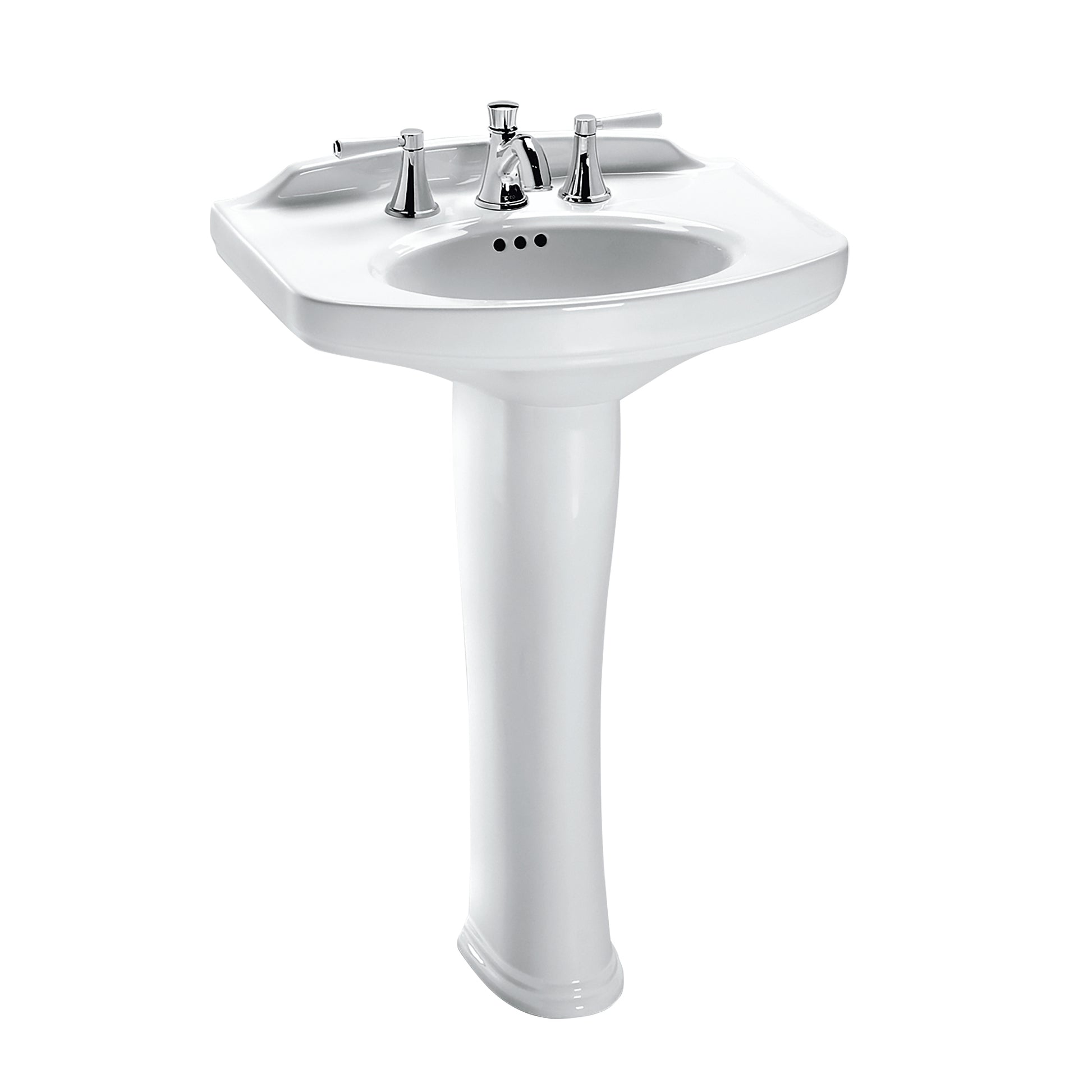 TOTO LPT642.8#01 Dartmouth Rectangular Pedestal Bathroom Sink with Arched Front for 8 Inch Center Faucets , Cotton White