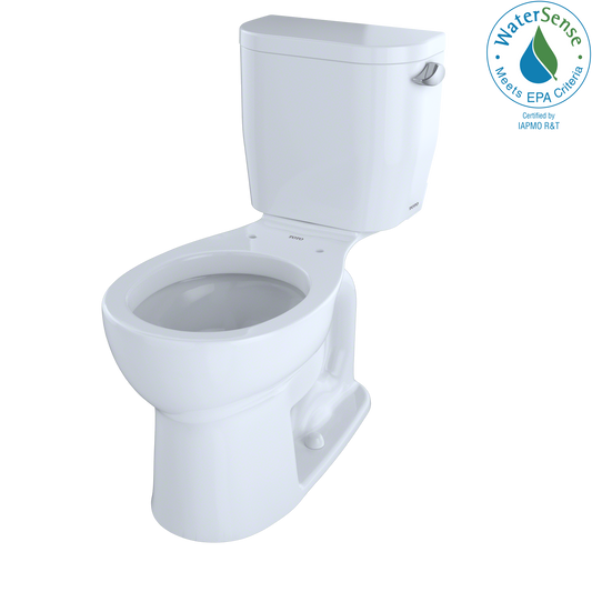 TOTO CST243EFR#01 Entrada Two-Piece Round 1.28 GPF Universal Height Toilet with Right-Hand Trip Lever , Cotton White