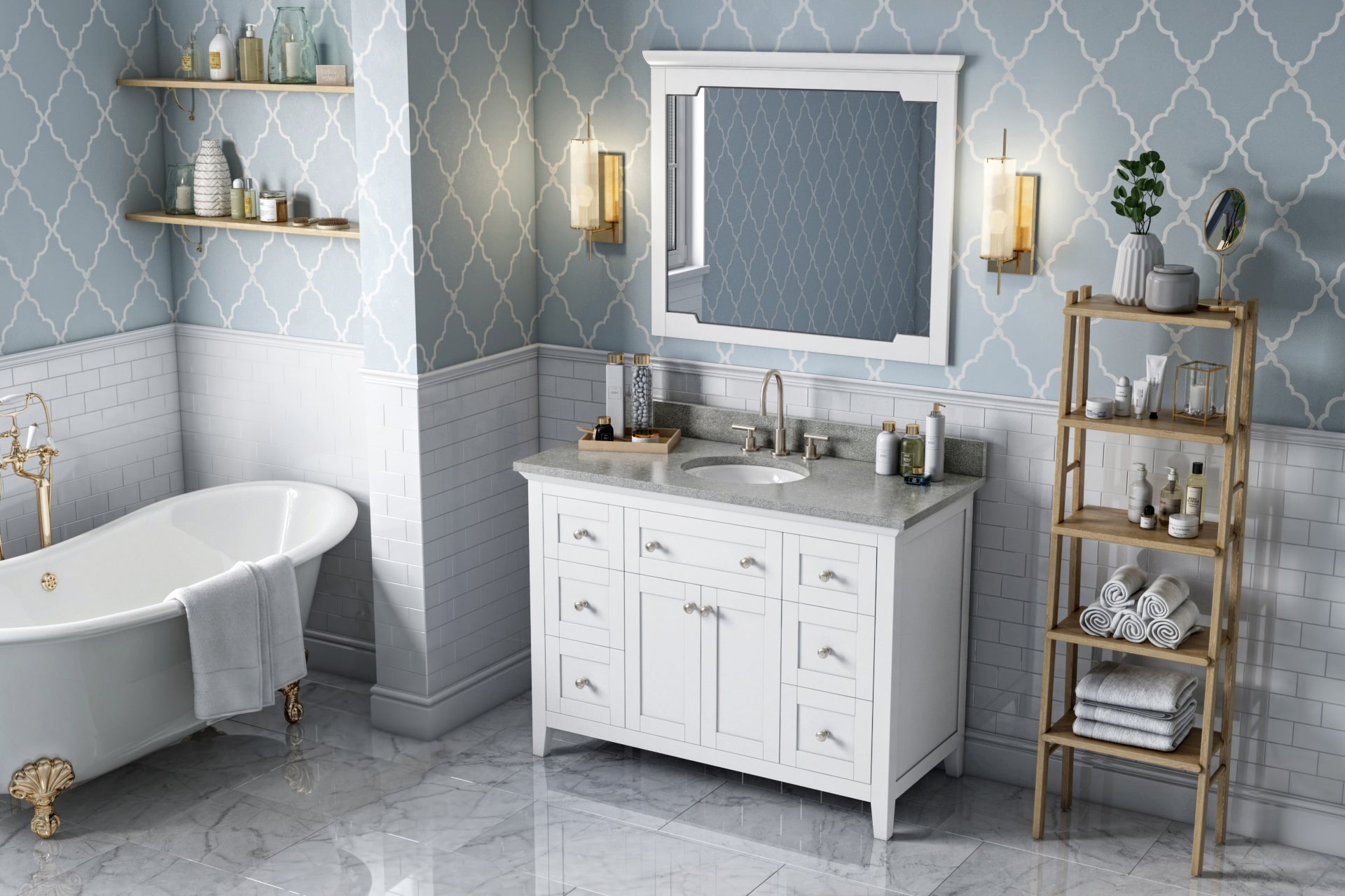 JEFFREY ALEXANDER VKITCHA48WHSGO 48" White Chatham Vanity, Steel Grey Cultured Marble Vanity Top, undermount oval bowl