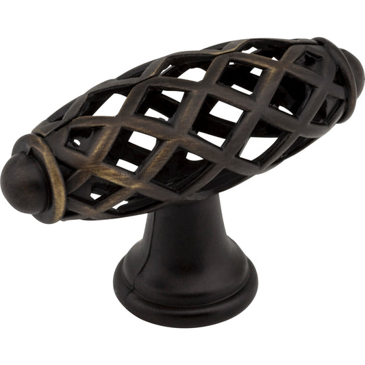JEFFREY ALEXANDER 749ABSB 2-5/16" Overall Length Antique Brushed Satin Brass Birdcage Tuscany Cabinet "T" Knob