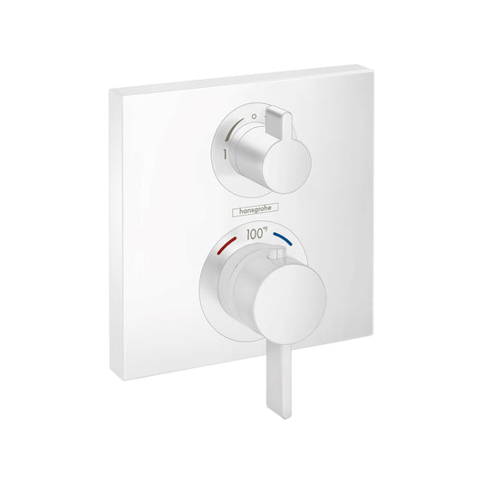 HANSGROHE 15714701 Matte White Ecostat Square Modern Thermostatic Trim