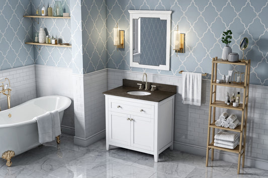 JEFFREY ALEXANDER VKITCHA36WHLSO 36" White Chatham Vanity, Blue Limestone Vanity Top, undermount oval bowl