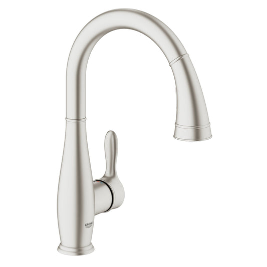 GROHE 30213DC1 Parkfield Supersteel Single-Handle Pull Down Kitchen Faucet Dual Spray 1.75 GPM