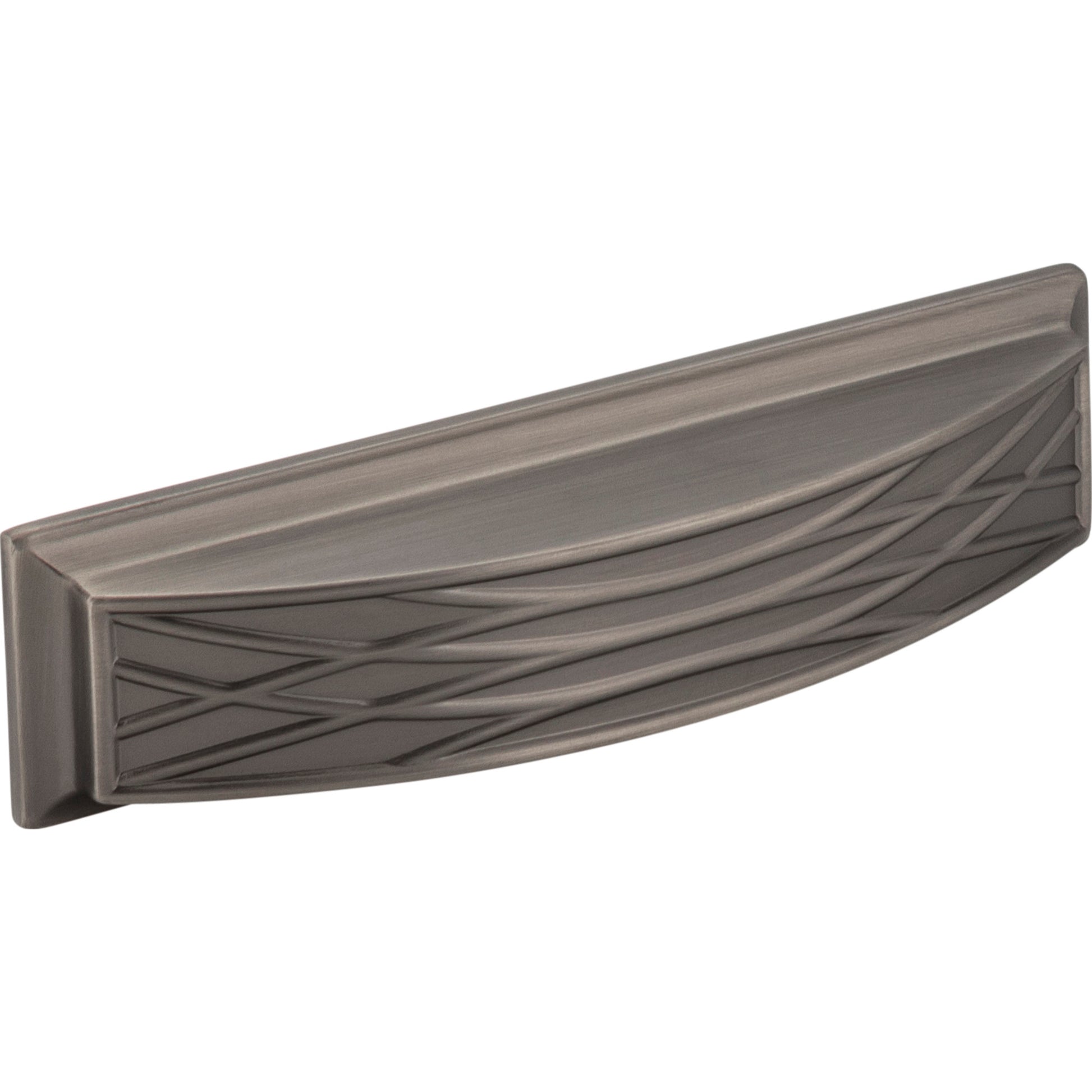 JEFFREY ALEXANDER 536-96BNBDL 96 mm Center-to-Center Brushed Pewter Square Geometric Pattern Aberdeen Cabinet Cup Pull