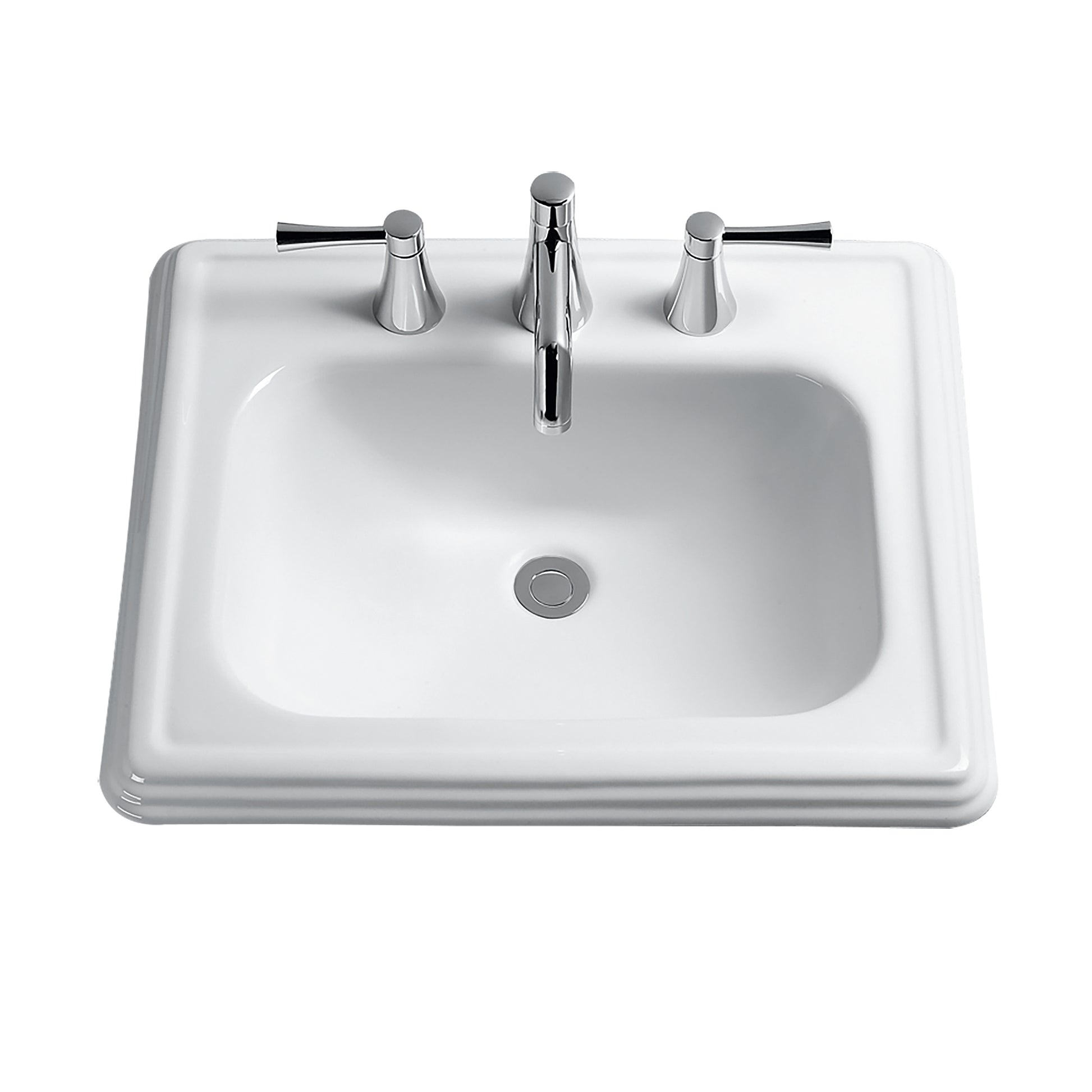 TOTO LT531.8#01 Promenade Rectangular Self-Rimming Drop-In Bathroom Sink for 8 Inch Center Faucets , Cotton White