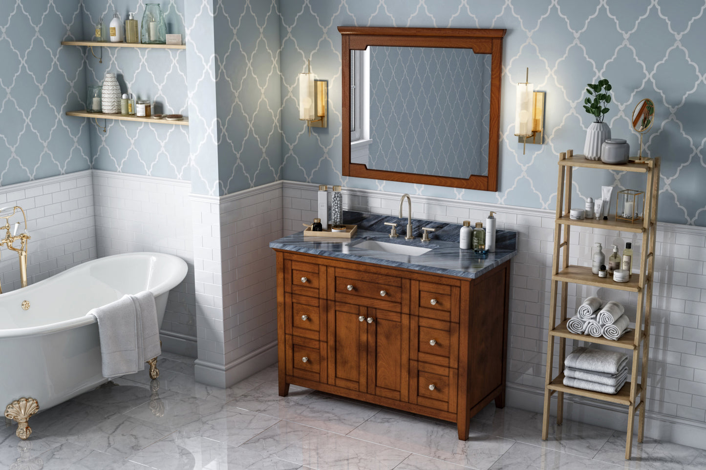 JEFFREY ALEXANDER VKITCHA48CHMGR 48" Chocolate Chatham Vanity, Grey Marble Vanity Top, undermount rectangle bowl