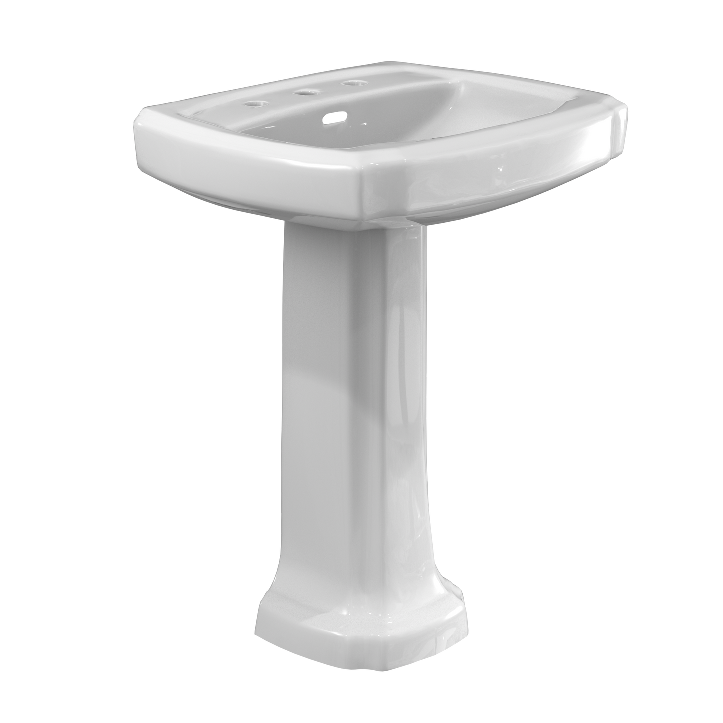 TOTO LPT972.8#01 Guinevere 24-3/8" x 19-7/8" Rectangular Pedestal Bathroom Sink for 8 Inch Center Faucets , Cotton White