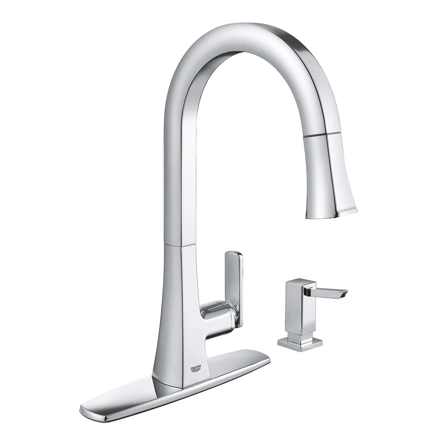 GROHE 30365000 Carre Chrome Single-Handle Pull Down Kitchen Faucet Dual Spray 1.75 GPM