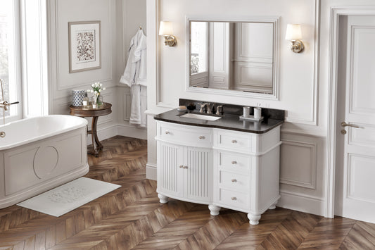 JEFFREY ALEXANDER VKITCOM48WHBGR 48" White Compton Vanity, Compton-only Black Granite Vanity Top, undermount rectangle bowl