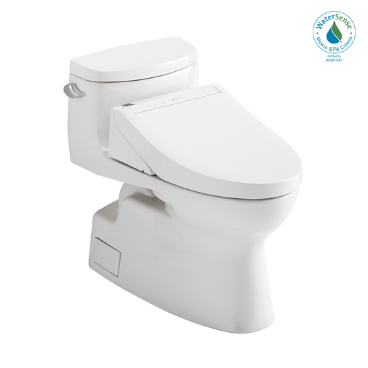 TOTO MW6443084CEFG#01 WASHLET+ Carolina II One-Piece Elongated 1.28 GPF Toilet and WASHLET+ C5 Bidet Seat , Cotton White