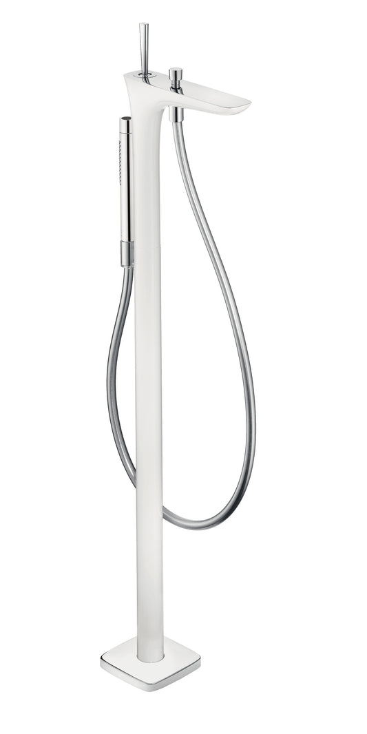 HANSGROHE 15473401 White/Chrome PuraVida Avantgarde Freestanding Tub Filler