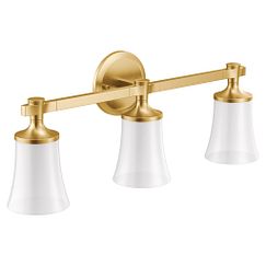 MOEN YB0363BG Flara  Three Globe Bath Light In Brushed Gold