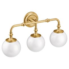 MOEN YB0563BG Colinet  Three Globe Bath Light In Brushed Gold