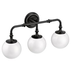 MOEN YB0563BL Colinet  Three Globe Bath Light In Matte Black