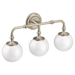 MOEN YB0563BN Colinet  Three Globe Bath Light In Brushed Nickel