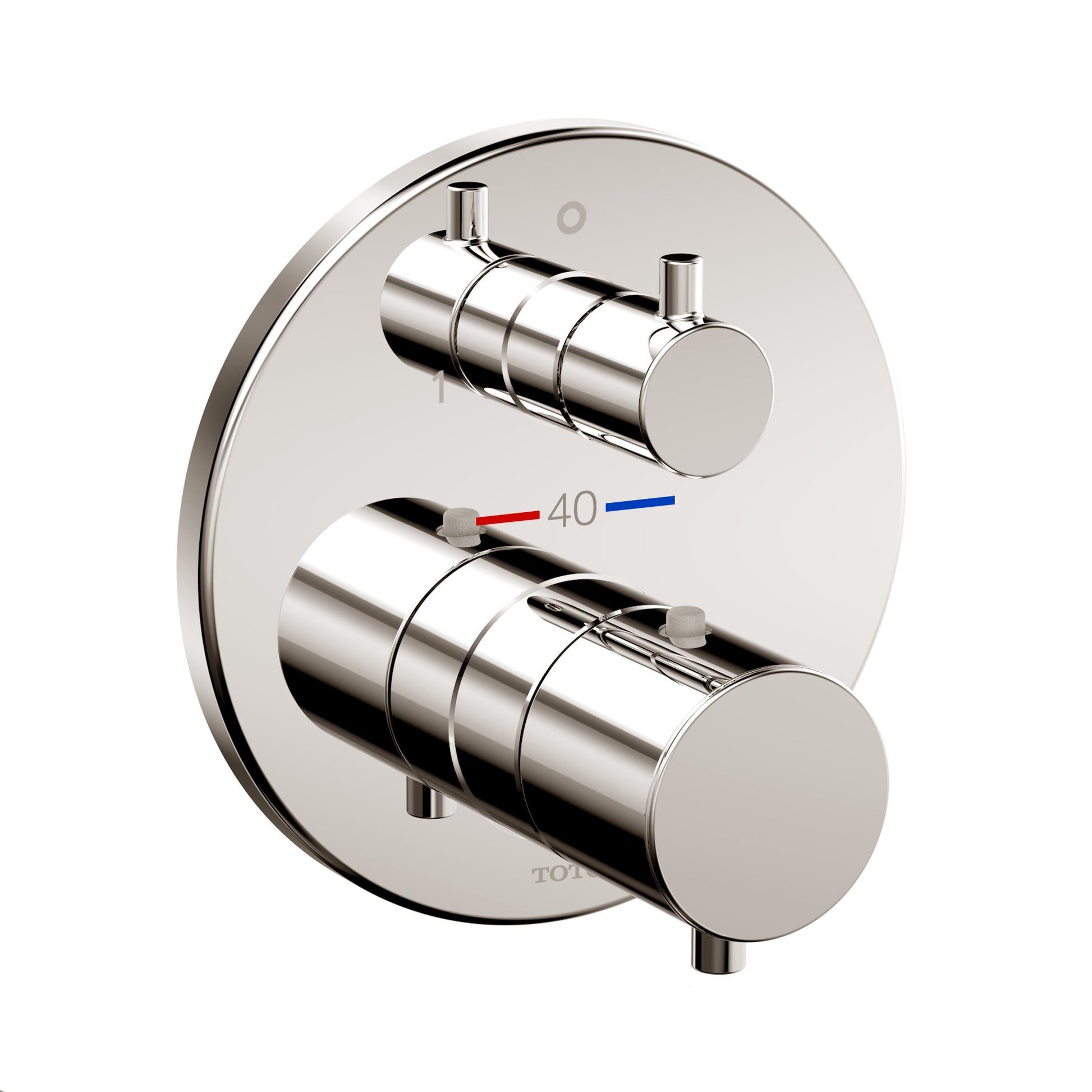 TOTO TBV01408U#PN Round Thermostatic Mixing Valve with Two-Way Diverter Shower Trim , Polished Nickel