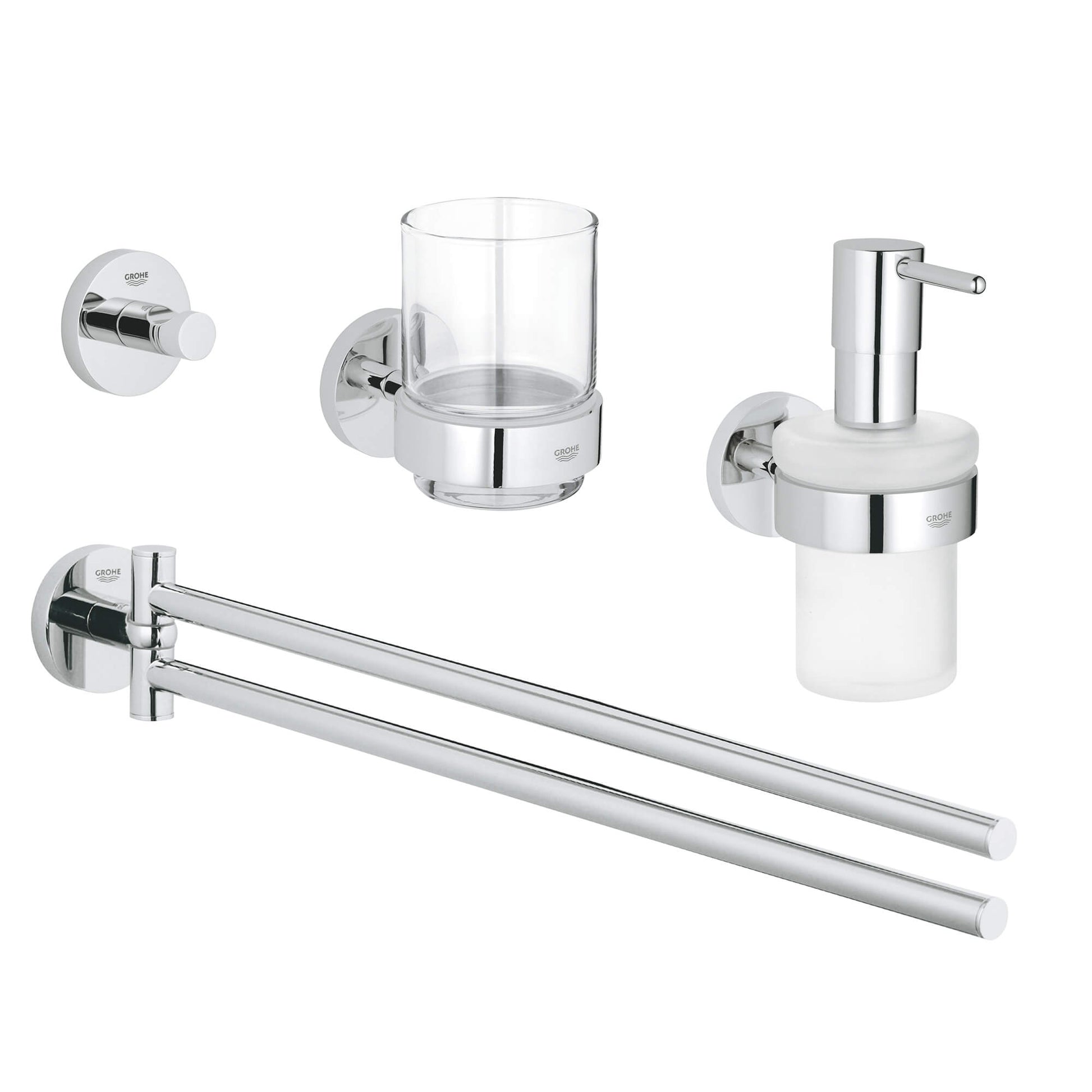 GROHE 40846001 Essentials Chrome 4-in-1 Accessory Set