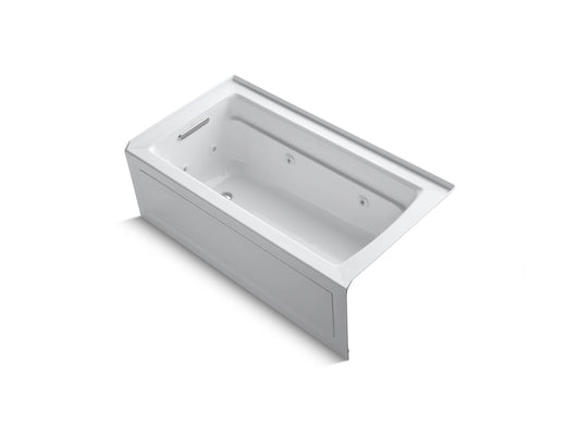 KOHLER K-1122-HL-0 Archer 60" X 32" Alcove Heated Whirlpool Bath, Left Drain In White