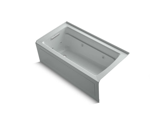 KOHLER K-1122-HL-95 Archer 60" X 32" Alcove Heated Whirlpool Bath, Left Drain In Ice Grey