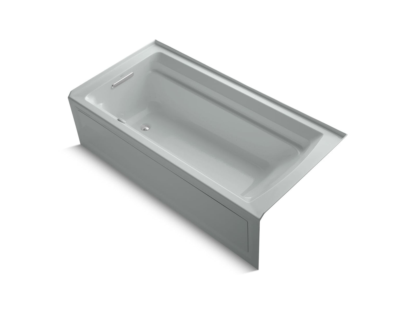 KOHLER K-1124-GHLAW-95 Archer 72" X 36" Alcove Heated Bubblemassage Air Bath With Bask Heated Surface, Left Drain In Ice Grey
