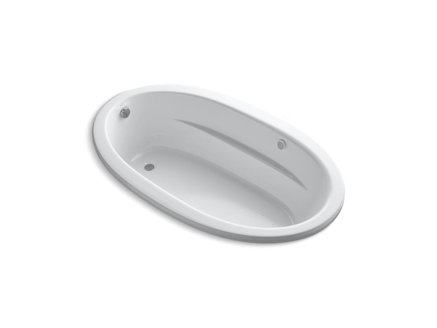 KOHLER K-1164-GHW-0 Sunward 72" X 42" Drop-In Heated Bubblemassage Air Bath With Bask Heated Surface In White