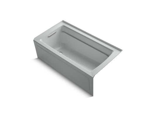 KOHLER K-1122-GHLAW-95 Archer 60" X 32" Integral Apron Heated Bubblemassage Air Bath With Bask Heated Surface And Left-Hand Drain In Ice Grey