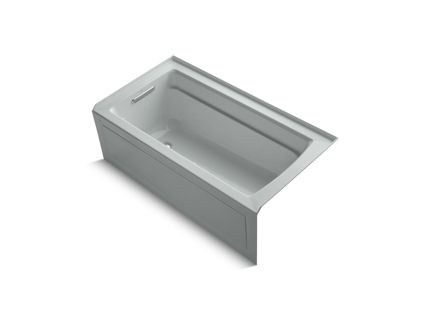 KOHLER K-1122-GHLAW-95 Archer 60" X 32" Integral Apron Heated Bubblemassage Air Bath With Bask Heated Surface And Left-Hand Drain In Ice Grey