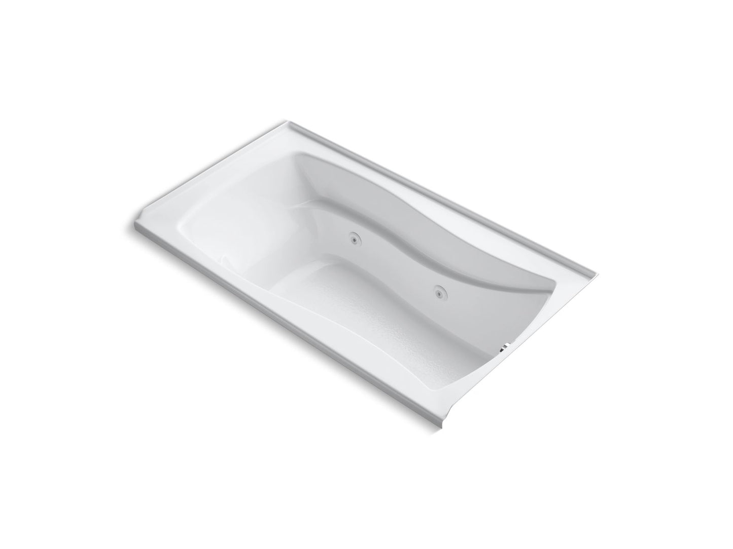 KOHLER K-1224-RW-0 Mariposa 66" X 35-7/8" Alcove Whirlpool Bath With Bask Heated Surface, Integral Flange, And Right-Hand Drain In White