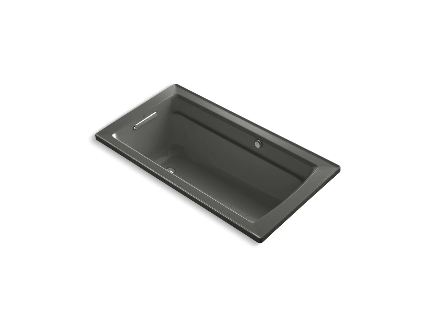 KOHLER K-1122-GHW-58 Archer 60" X 32" Drop-In Heated Bubblemassage Air Bath With Bask Heated Surface In Thunder Grey