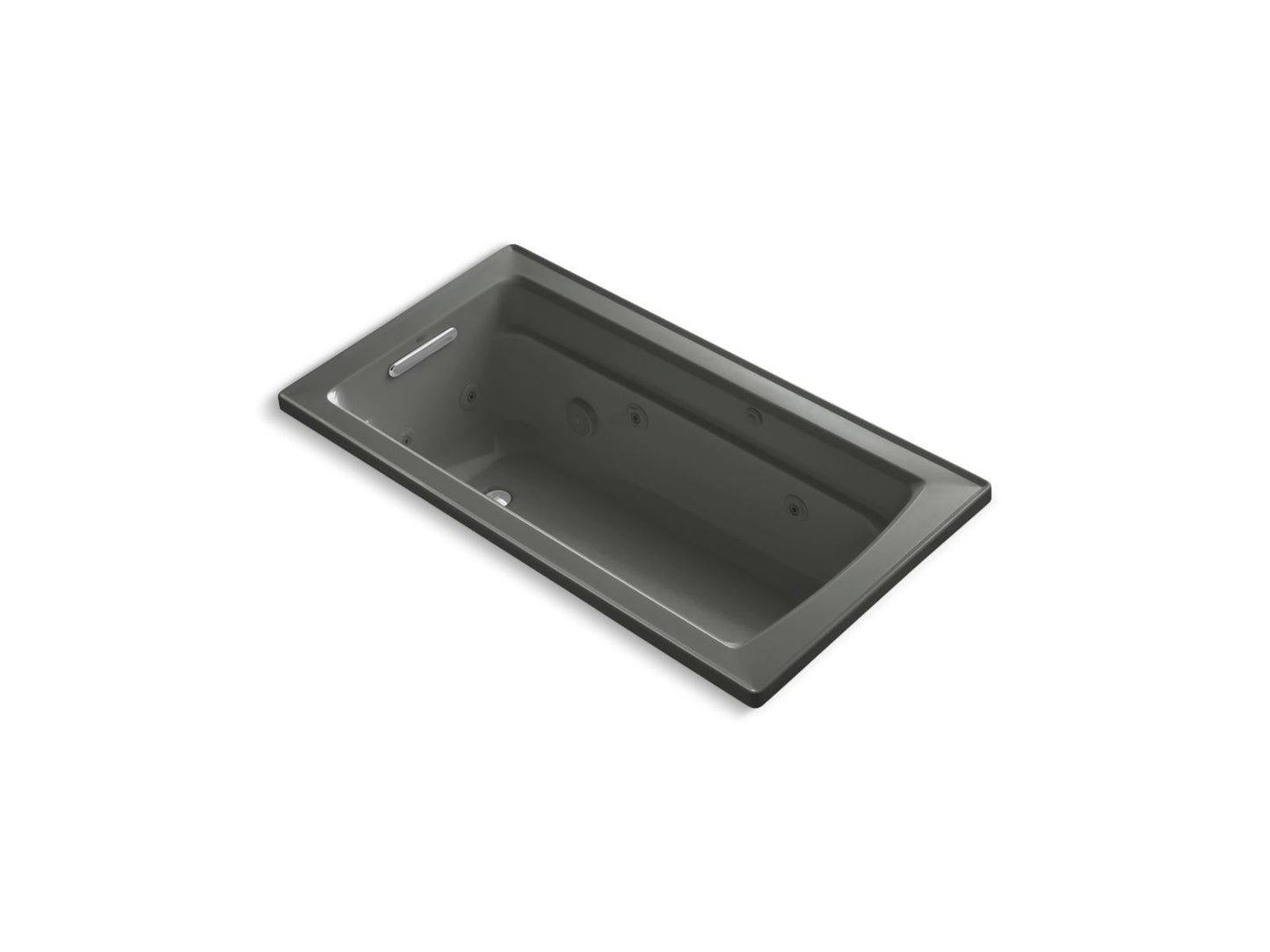 KOHLER K-1122-W1-58 Archer 60" X 32" Drop-In Whirlpool Bath With And Bask Heated Surface In Thunder Grey