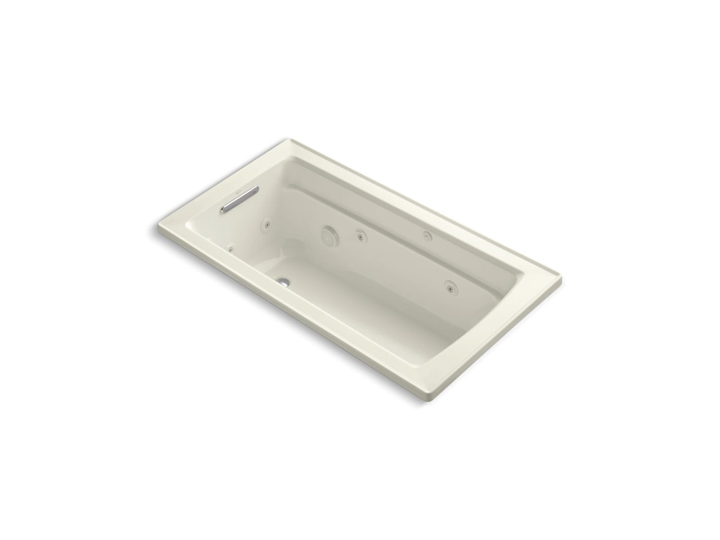 KOHLER K-1122-W1-96 Archer 60" X 32" Drop-In Whirlpool Bath With And Bask Heated Surface In Biscuit