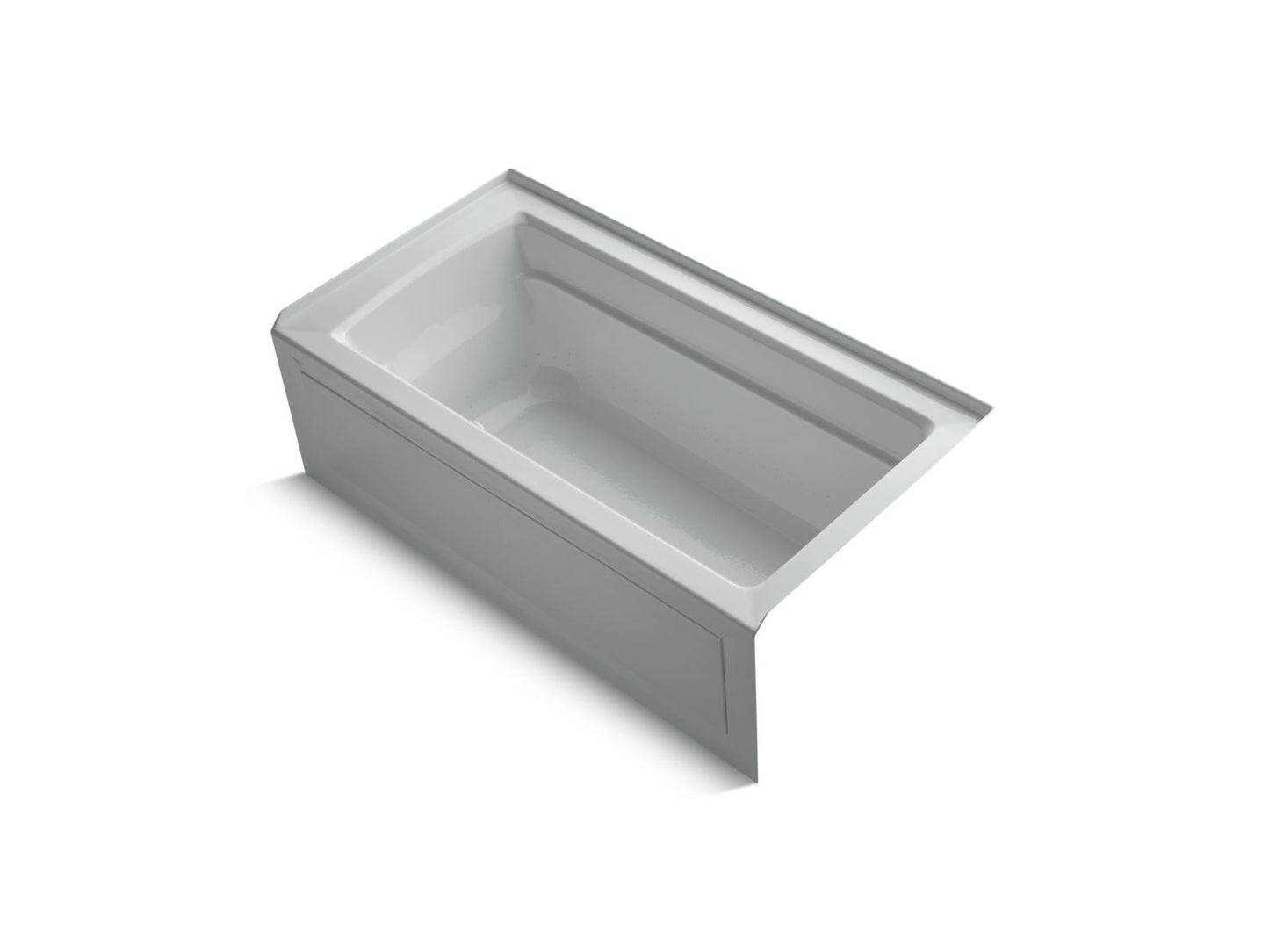 KOHLER K-1122-GHRA-95 Archer 60" X 32" Alcove Heated Bubblemassage Air Bath, Right Drain In Ice Grey