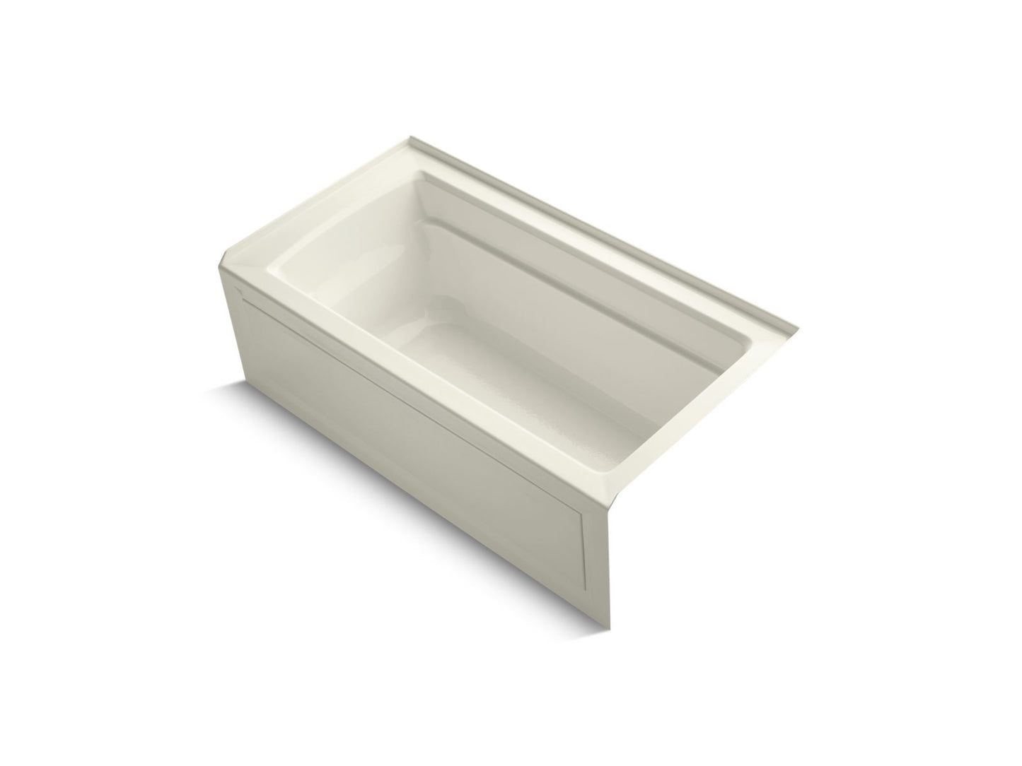 KOHLER K-1123-RAW-96 Archer 60" X 32" Alcove Bath With Bask Heated Surface, Right Drain In Biscuit