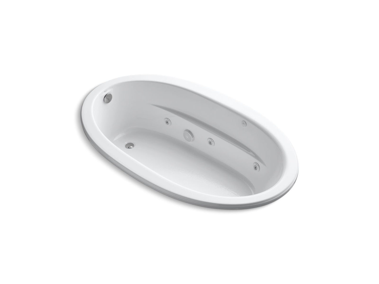 KOHLER K-1164-HB-0 Sunward 72" X 42" Drop-In Heated Whirlpool Bath In White