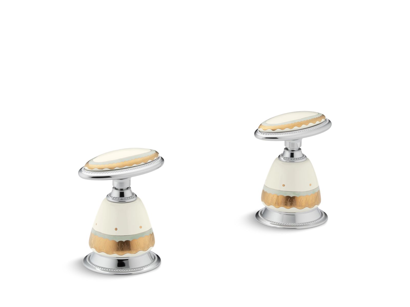 KOHLER K-264-WF-96 Prairie Flowers Antique Ceramic Handle Insets For Bath Faucets In Biscuit