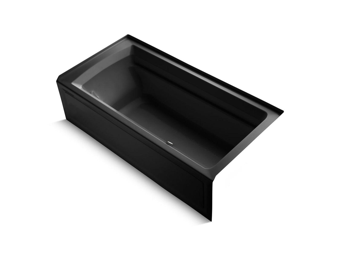 KOHLER K-1124-GHRAW-7 Archer 72" X 36" Alcove Heated Bubblemassage Air Bath With Bask Heated Surface, Right Drain In Black Black