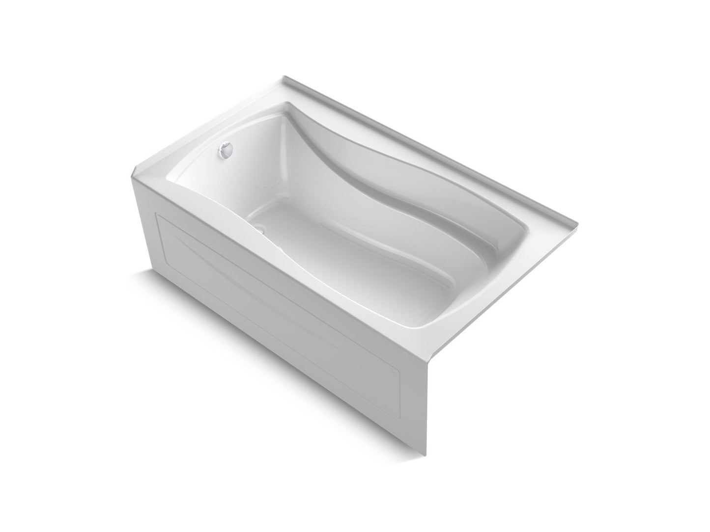 KOHLER K-1224-GHLAW-0 Mariposa 66" X 36" Alcove Heated Bubblemassage Air Bath With Bask Heated Surface, Left Drain In White