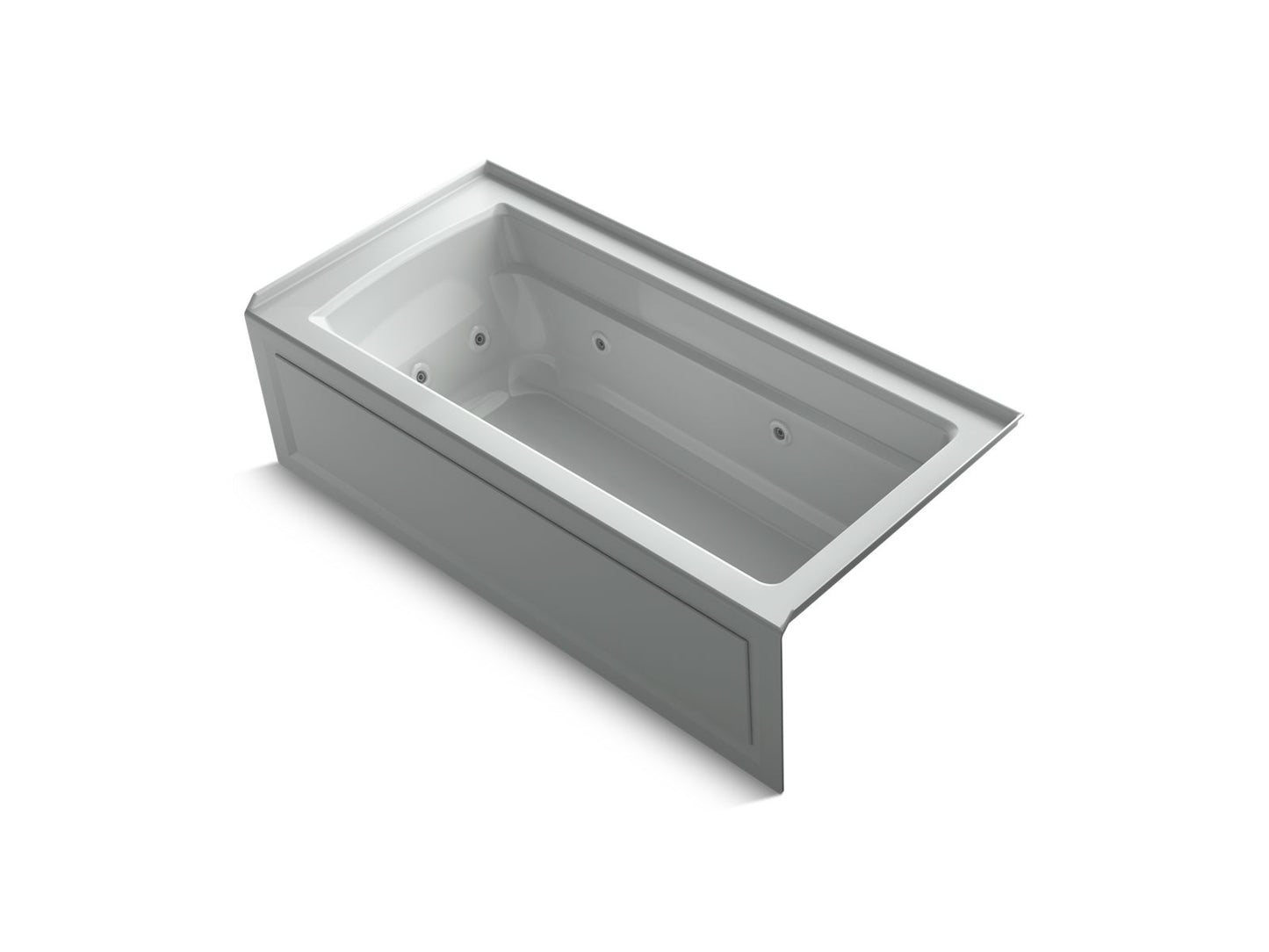 KOHLER K-1949-RAW-95 Archer 66" X 32" Alcove Whirlpool Bath With Bask Heated Surface, Right Drain In Ice Grey