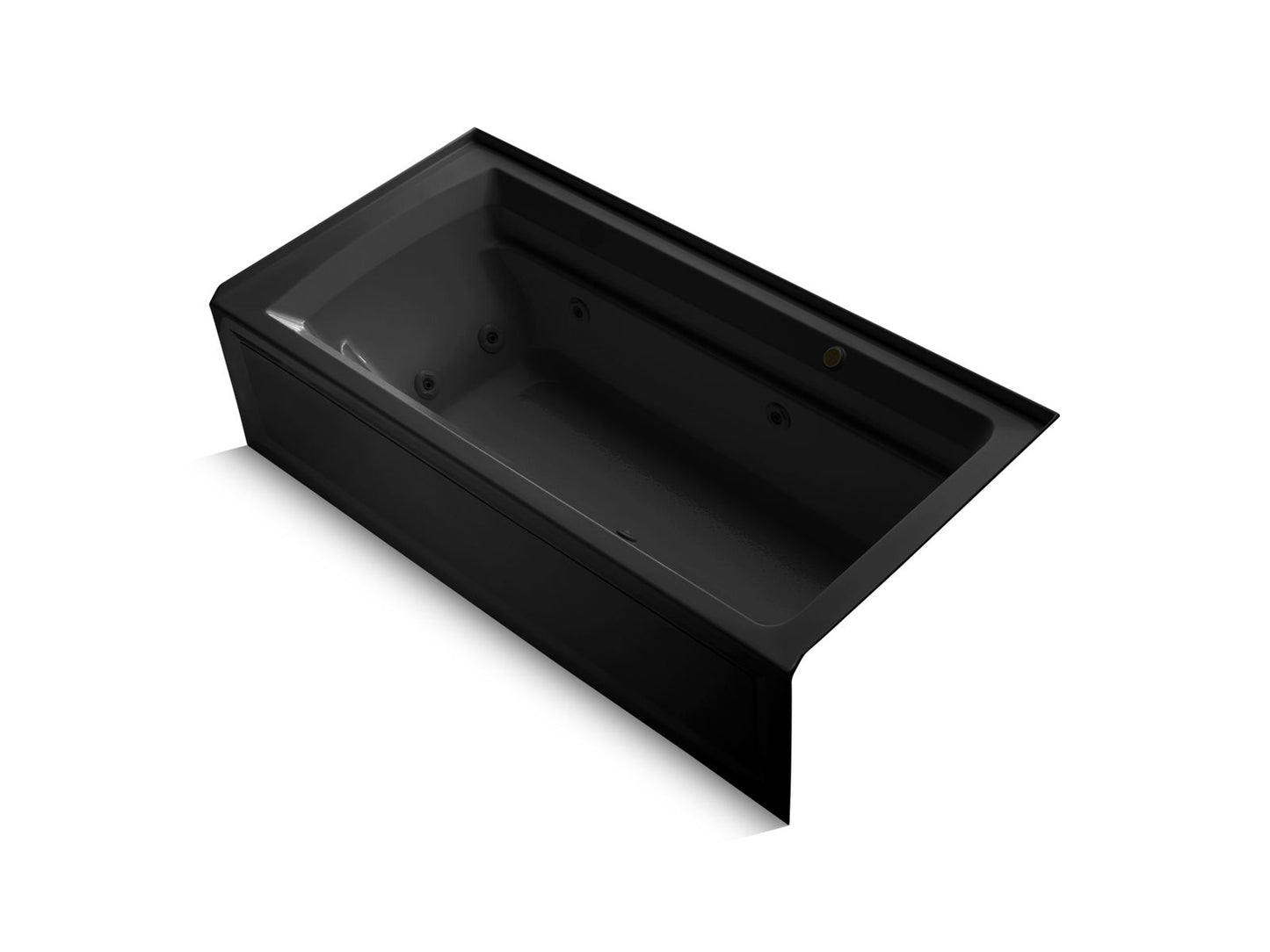 KOHLER K-1124-RAW-7 Archer 72" X 36" Alcove Whirlpool Bath With Bask Heated Surface, Right Drain In Black Black