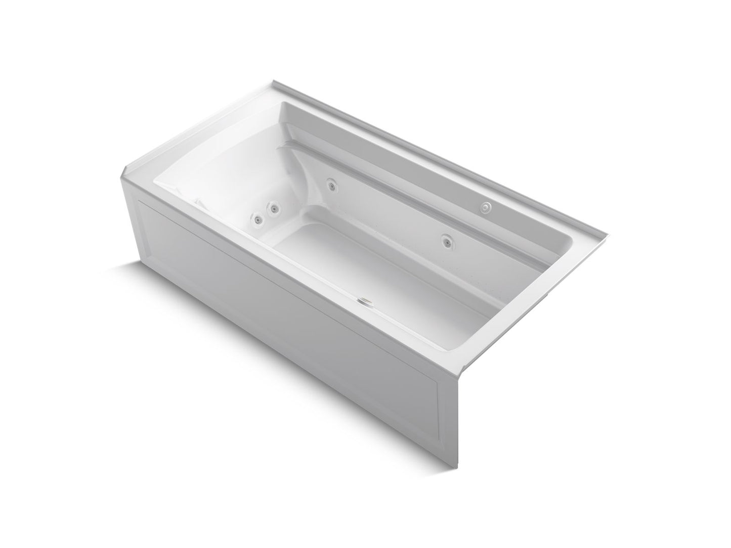 KOHLER K-1124-XGHRA-0 Archer 72" X 36" Alcove Heated Bubblemassage Air Bath And Whirlpool, Right Drain In White