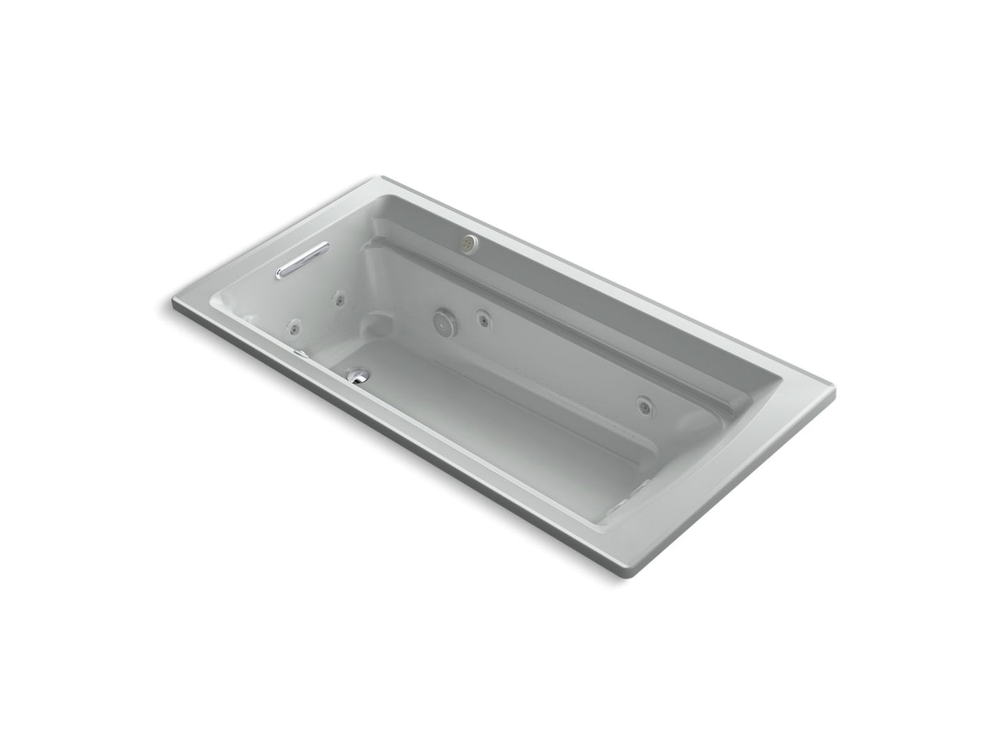 KOHLER K-1124-XHGH-95 Archer 72" X 36" Drop-In Heated Bubblemassage Air Bath And Whirlpool In Ice Grey