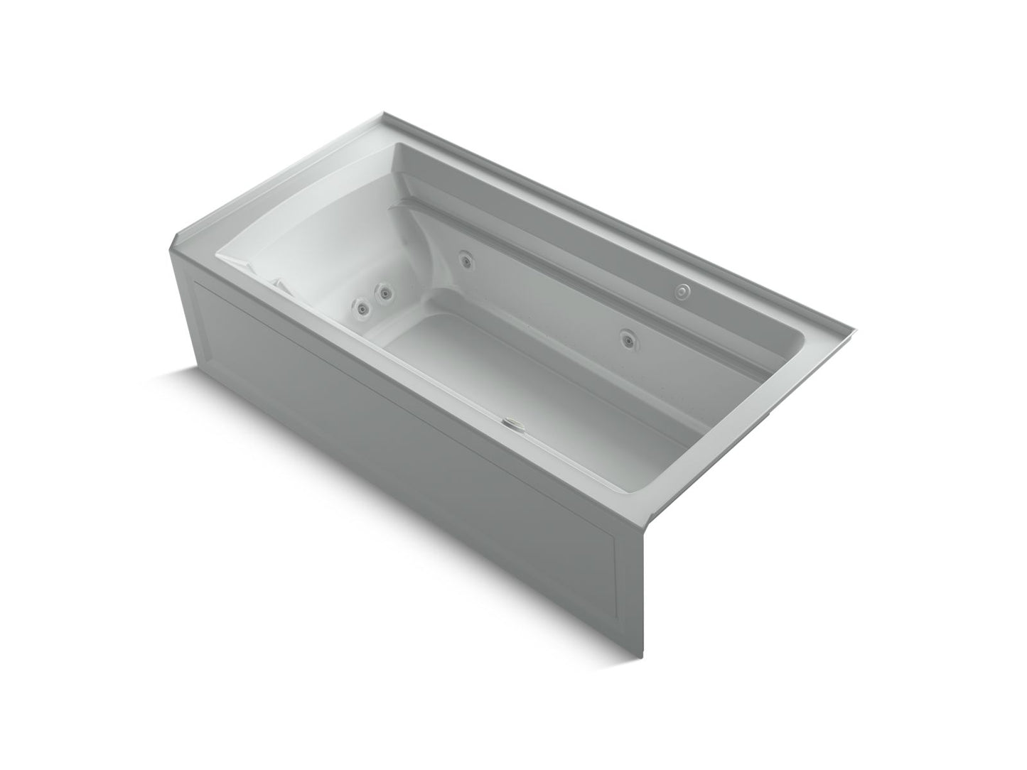 KOHLER K-1124-XGHRA-95 Archer 72" X 36" Alcove Heated Bubblemassage Air Bath And Whirlpool, Right Drain In Ice Grey
