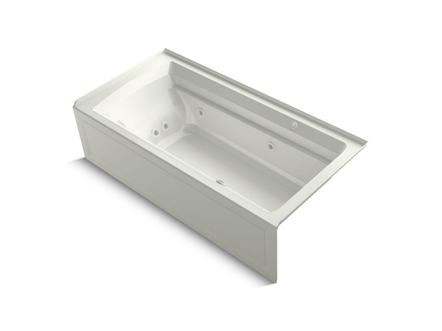 KOHLER K-1124-XGHRA-NY Archer 72" X 36" Alcove Heated Bubblemassage Air Bath And Whirlpool, Right Drain In Dune