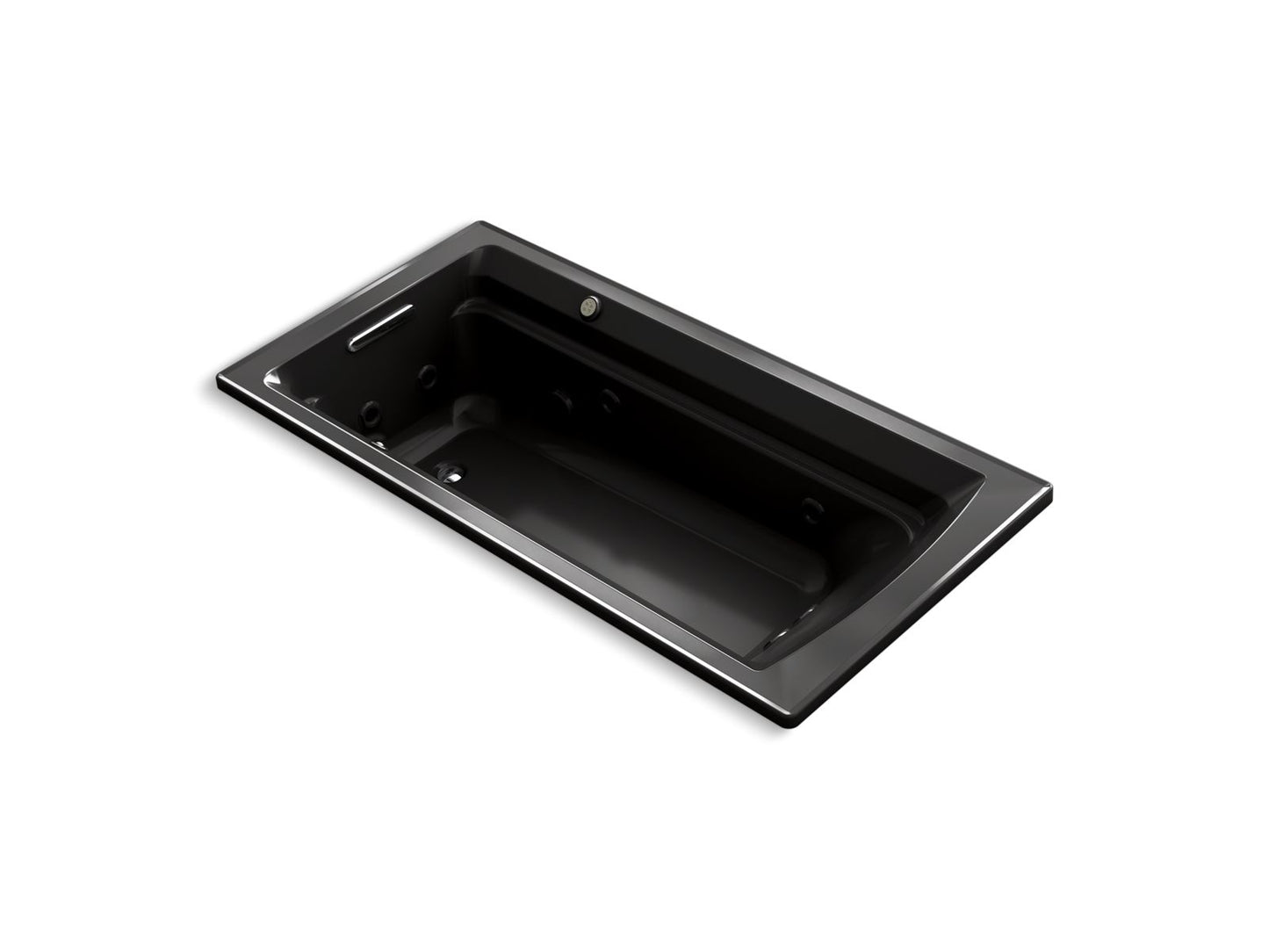 KOHLER K-1124-XHGH-7 Archer 72" X 36" Drop-In Heated Bubblemassage Air Bath And Whirlpool In Black Black