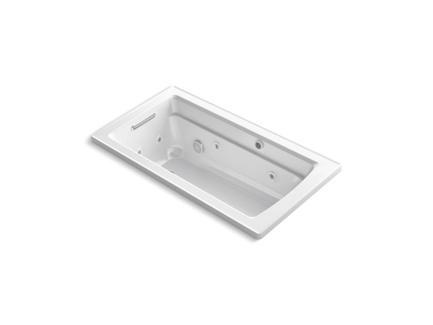 KOHLER K-1122-XHGH-0 Archer 60" X 32" Drop-In Heated Bubblemassage Air Bath And Whirlpool In White