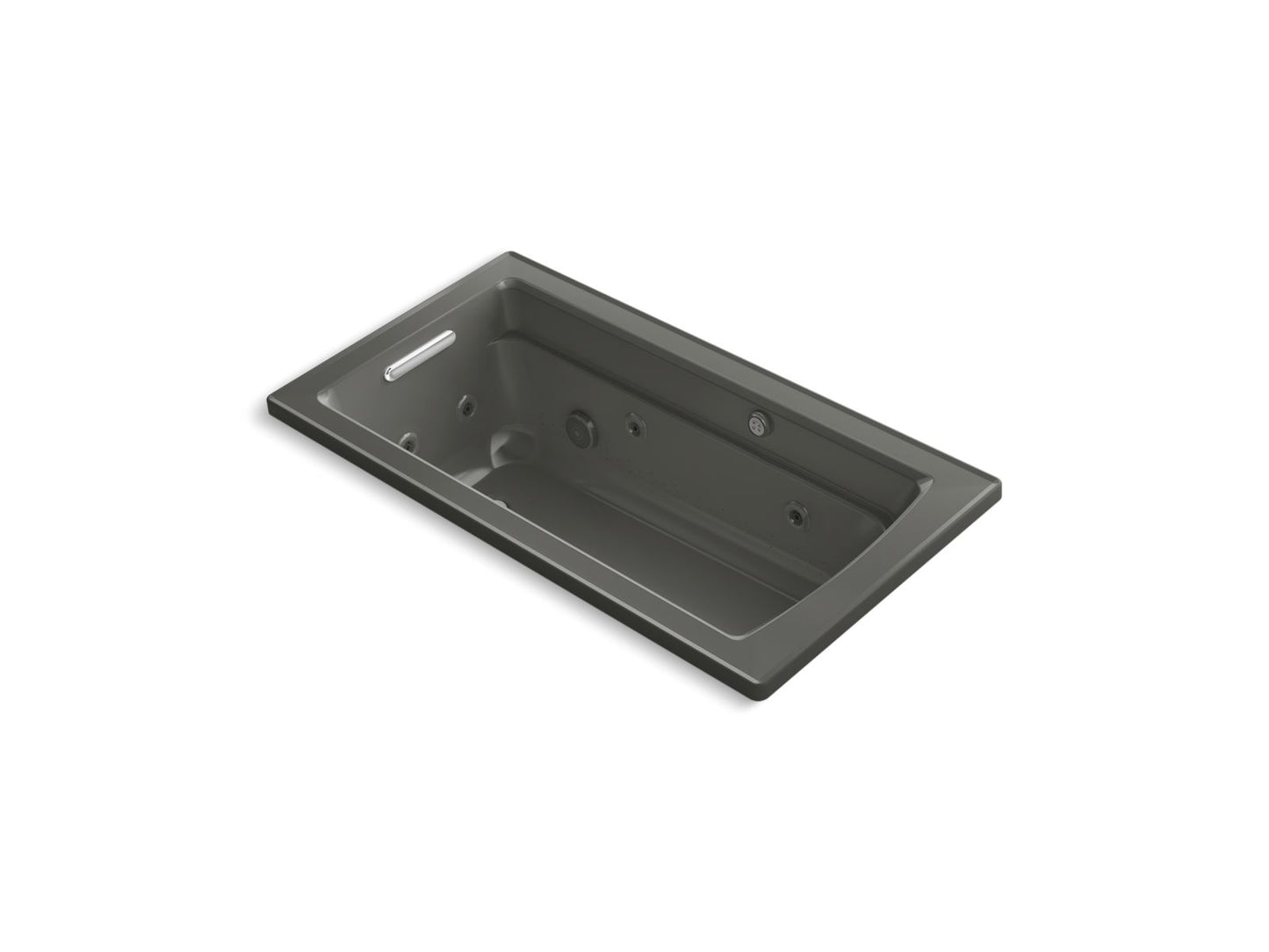 KOHLER K-1122-XHGH-58 Archer 60" X 32" Drop-In Heated Bubblemassage Air Bath And Whirlpool In Thunder Grey
