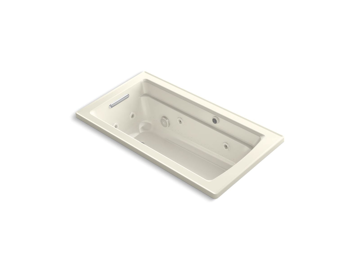 KOHLER K-1122-XHGH-96 Archer 60" X 32" Drop-In Heated Bubblemassage Air Bath And Whirlpool In Biscuit